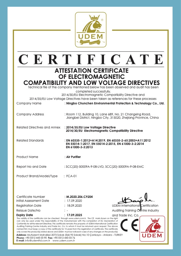 Freeclean-air-purifier-passed-CE-certificate